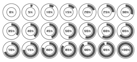 Circle Diagram Pie Charts Infographic Elements. Progress Wheel Vector illustration display of waiting time load, boot, download in percentのイラスト素材