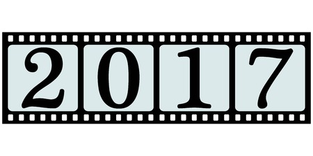 banner stripes movie 2017 movie photo film for pictures with text 2017, a congratulatory banner with new year and Christmas, vector conceptのイラスト素材