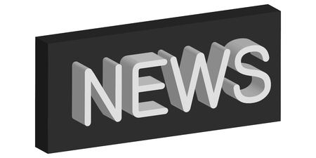 3D banner news, Vector icon with 3D volume letters. Three dimensional isometric text newsのイラスト素材