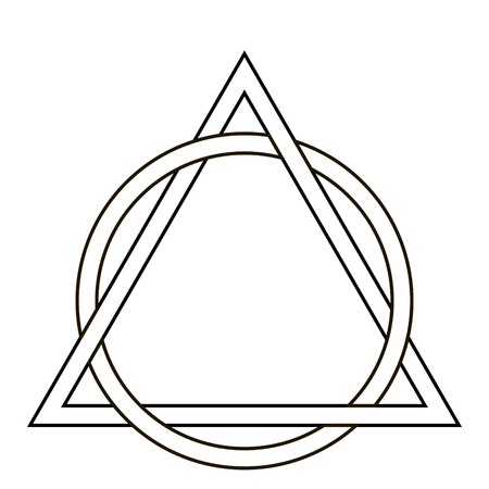 circle weave triangle tattoo, triangle interwoven with the sides of the circle, vector template tattooのイラスト素材