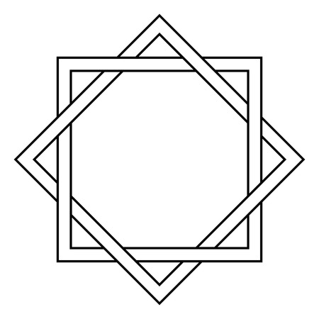 interlocking square and diamond tattoo, side of a square is infused with the sides of a rhombus, vector template tattoo star of Davidのイラスト素材
