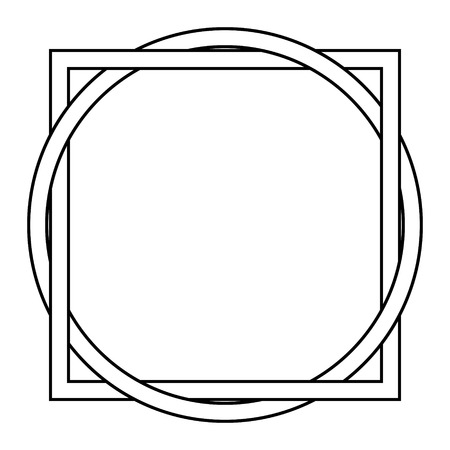 twisted square with a circle tattoo, the sides of the square are interwoven with circle vector template tattooのイラスト素材