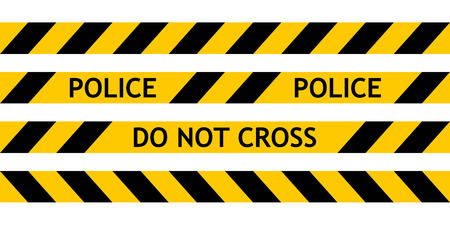 Seamless tape fencing police guard the scene of offence with a request not to go cross. Vector seamless Yellow Plastic Crime Scene Do Not Crossのイラスト素材