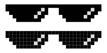 glasses pixel art style, thug lifestyle, vector glasses meme for design photos and pictures, easy to editのイラスト素材