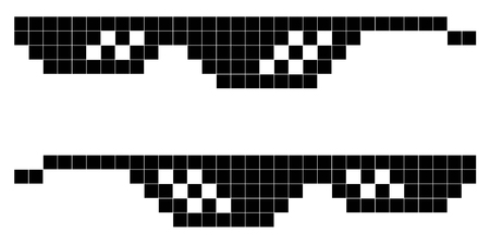 glasses pixel art style 8-bit, thug lifestyle, vector glasses meme for design photos and pictures, easy to edit, vector memeのイラスト素材