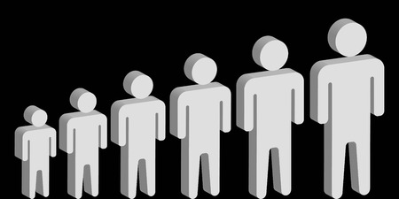 3D human icons set, concept evolution of personal growth, vector template for lectures on psychologyのイラスト素材