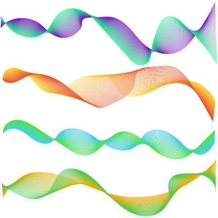 Multiple waves Abstract wavy stripes, Design elements created using the Blend Tool. Vector Creative line art. graphic sound, contour  waveform soft track, colorful smokeのイラスト素材