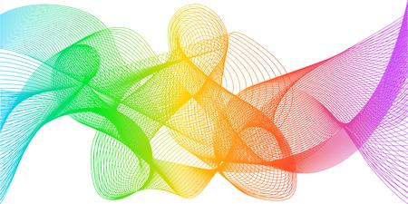 Rainbow fractal rainbow color lines abstract wave background templateのイラスト素材