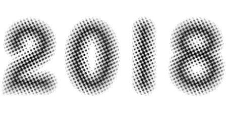 2018 year simple banner dots halftone effect, vector template for design pop art comic banner, halftone 2018 yearのイラスト素材