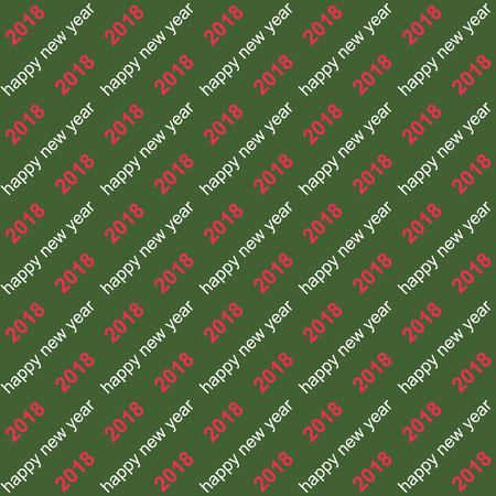 Seamless background 2018 happy new year text on a diagonal,  vector seamless holiday pattern 2018 new year for replacement chroma key, or printing on gift packaging giftsのイラスト素材