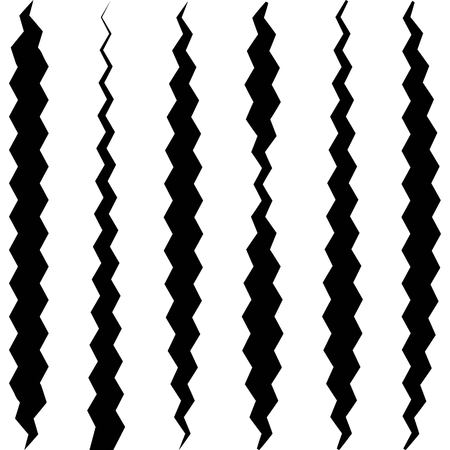 Set of cracks from the earthquakes, the seismo dangerous vector crack on white background icon of seismologyのイラスト素材