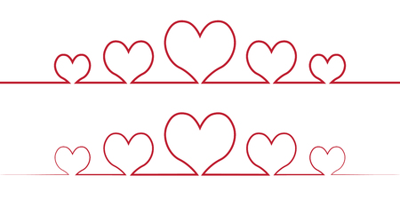 heart one line drawing, vector love concept one line drawing of a friendly cute hearts for Valentine's dayのイラスト素材
