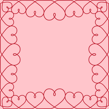 template greeting card Valentine vector hearts on one braided line drawing, love template greeting card Valentine heartsのイラスト素材