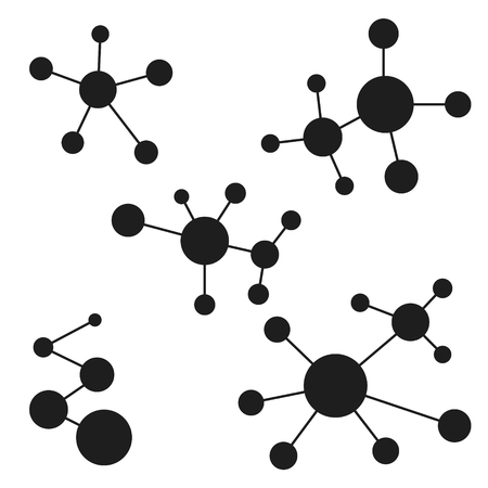 icon logo molecules, atomic structure matter, vector design a logo for the lab, the structure of the molecule and the atom electronsのイラスト素材