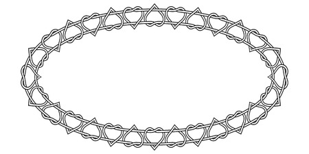 oval frame with pattern of twisted hearts, vector Valentine frame of twisted hearts for loversのイラスト素材