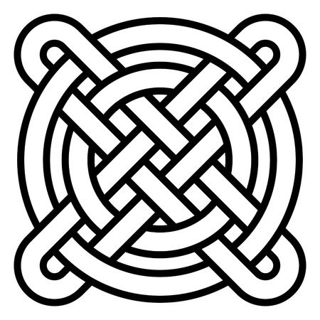 National Celtic knot pattern intertwined circles and a cross, vector Chinese pattern weaving, the symbol of happiness, wealth and good luckのイラスト素材