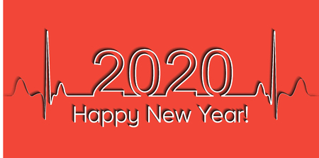 Medical Christmas banner, 2020 happy new year, vector 2020 health medical style wave heartbeat,...