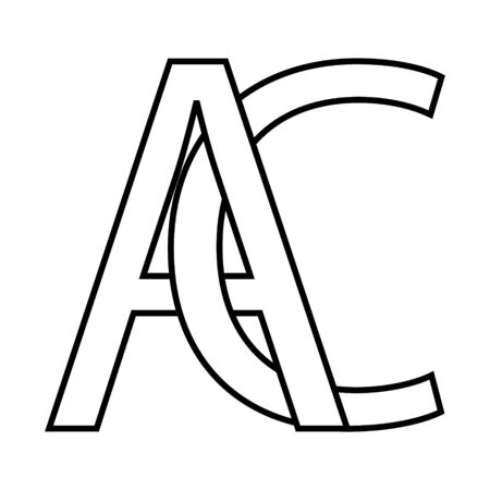 ac icon sign two interlaced letters A C vector  first capital letters pattern alphabet a cのイラスト素材