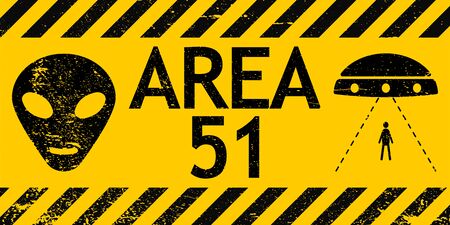 Grunge sign zone area 51 Nevada UFO, vector sign warning of alien abduction UFOのイラスト素材