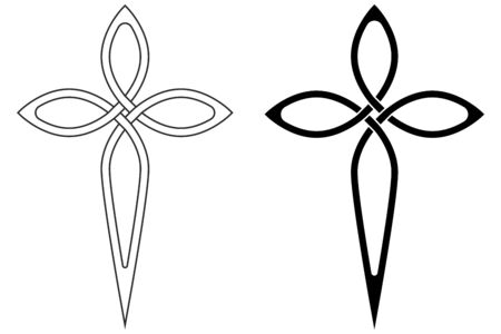 symbol faith Christian Church cross graceful contours, vector cross symbol sign of faith in Godのイラスト素材