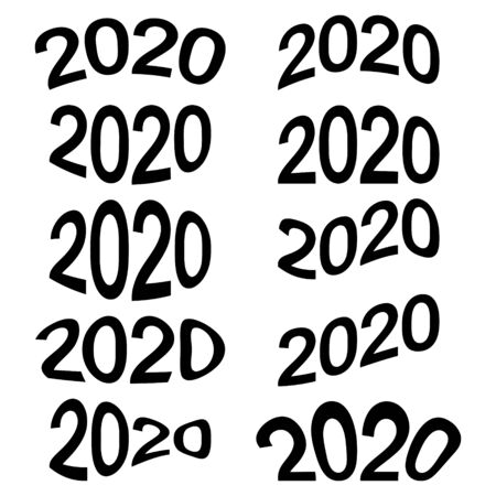 2020 year date cartoon numbers comic style, vector 2020 coming new year deformed year numbers