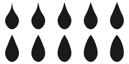 Set logo shape of water drop, vector template various shapes oil liquid droplet, illustration designのイラスト素材