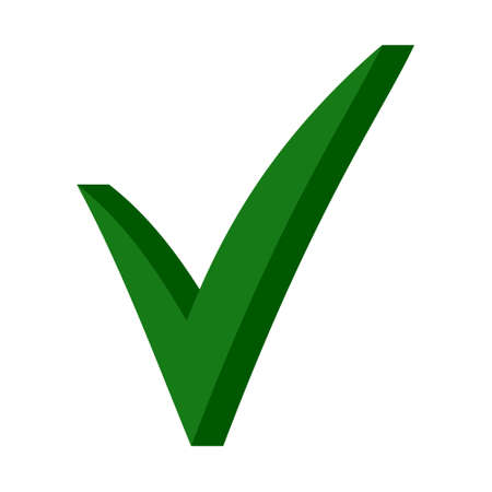Green 3D checkmark, OK sign, vector checkmark sign approval for electionsのイラスト素材