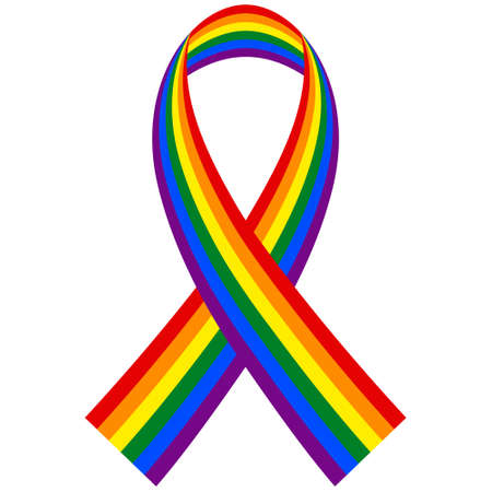 Rainbow LGBT ribbon, vector symbol and flag in form of a folded ribbon supporting the LGBT pride communityのイラスト素材