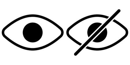 Icons see, dont see, crossed out eye, vector sign show, dont show password, eye crossed out lineのイラスト素材