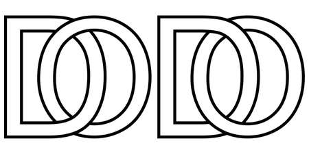 Logo od do icon sign two interlaced letters O D, vector logo od do first capital letters pattern alphabet o dのイラスト素材