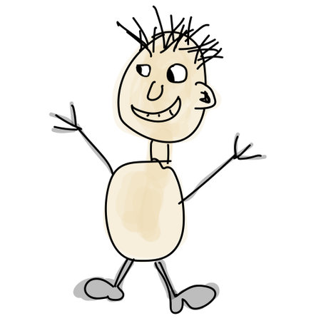 Silhouette of a little man cartoon style aquagrim vector hand drawn funny little manのイラスト素材