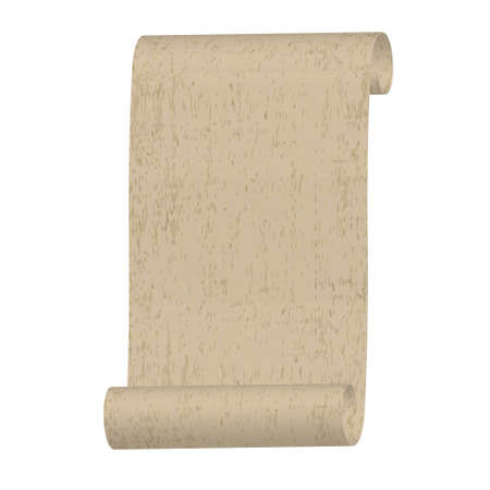 Old rolled paper manuscript or papyrus scroll vertically oriented, Vintage grunge rolled parchment illustration natural paper textureのイラスト素材