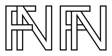 Logo sign fn and nf icon sign interlaced letters N, F vector logo nf fn first capital letters pattern alphabet n fのイラスト素材