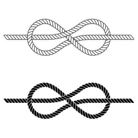 braided rope is tied in a sea knot, the vector rope knot made of lace is a symbol of cohesion, close ties teamworkのイラスト素材
