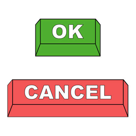 Keyboard buttons ok and cancel, vector red and green buttons ok and cancel approve and reject conceptのイラスト素材