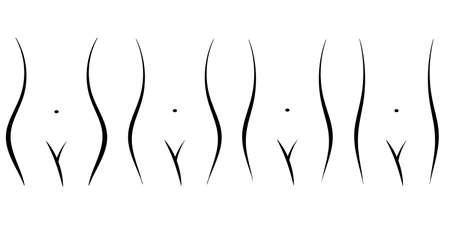 Set female figures hips fat and thin, process losing weight getting rid excess weightのイラスト素材