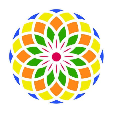 Divine flower of Allah, chakras leading to God symbol of generosity stock illustrationのイラスト素材