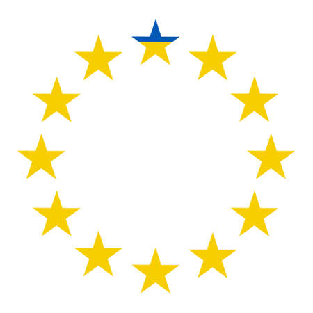 Symbol Ukraine accession to European Union, blue yellow star, EU plus UAのイラスト素材