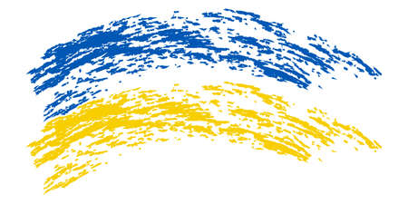 Flag Ukraine is drawn with hard brush, flag Ukraine brush stroke by handのイラスト素材