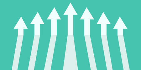 Business growth achieving financial success, up arrows, successful business development path