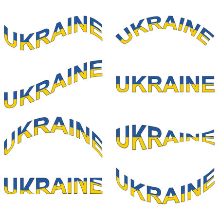 Set word Ukraine yellow blue color flag text inflated Ukraine stop warのイラスト素材
