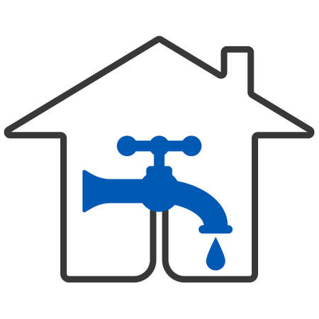Water faucet icon drop, communication house, tube project construction apartmentのイラスト素材