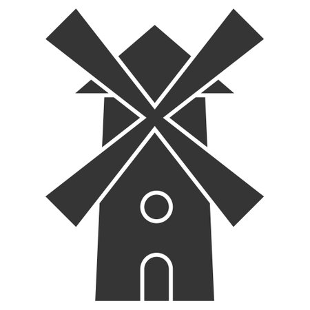 Windmill holland mill, netherlands icon old, history wind bread linearのイラスト素材