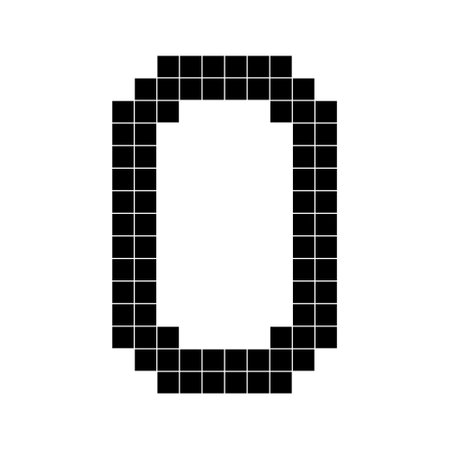 Number 0 zero, 3d cube pixel, shape minecraft 8 bitのイラスト素材