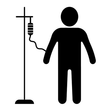 Drip patient cancer icon, chemotherapy treatment oncology, therapy medical dropperのイラスト素材