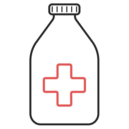 Icon medical pharmacy, pill bottle container, jar medicines treatment diseasesのイラスト素材