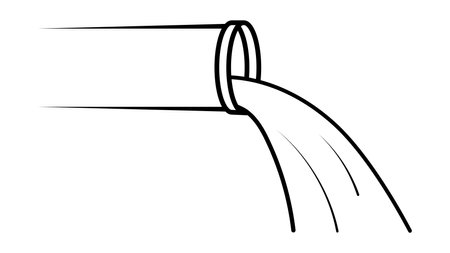 Sewage flows out pipe, sewer pipe sewage pollution environmentのイラスト素材
