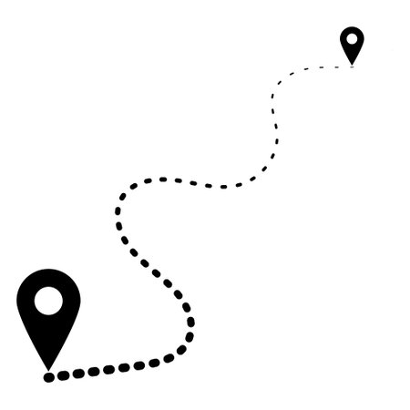 Tourist travel route icon, route map path journey by carのイラスト素材