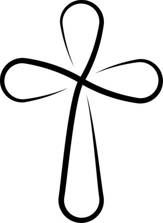 Calligraphy Christian cross, vector calligraphy lines crossのイラスト素材