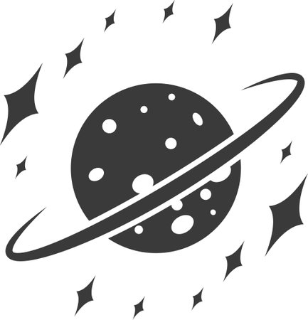 Cosmic landscape, planet with ring and starsのイラスト素材